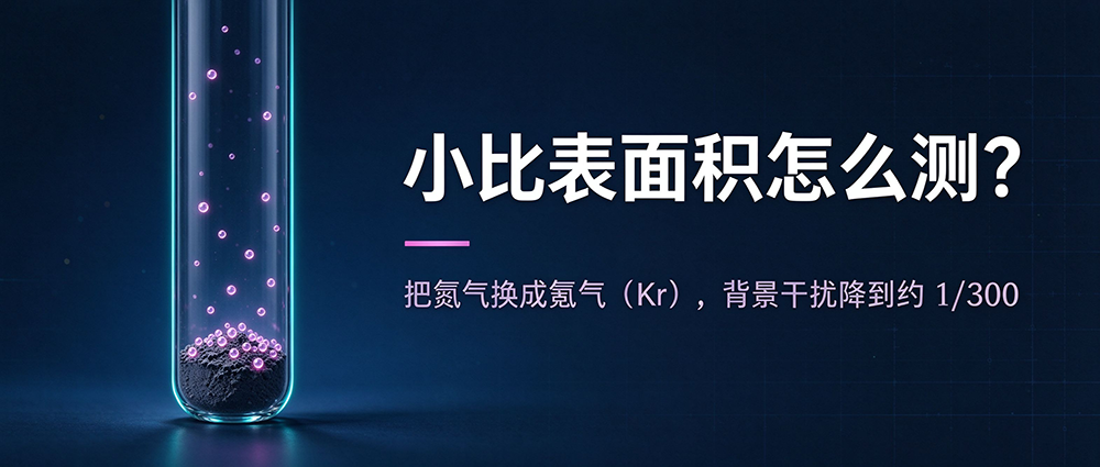 小比表面积怎么测？把氮气换成氪气（Kr），背景干扰降到约 1/300